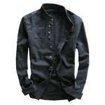 Pollogie™ Long Sleeve Mandarin Collar Cotton Shirt