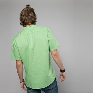 Pollogie™ Mandarin Collar Linen Blend Shirt