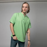Pollogie™ Mandarin Collar Linen Blend Shirt