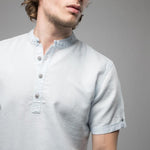 Pollogie™ Mandarin Collar Linen Blend Shirt