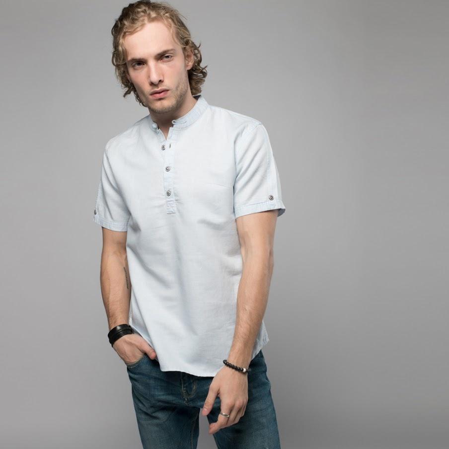 Pollogie™ Mandarin Collar Linen Blend Shirt