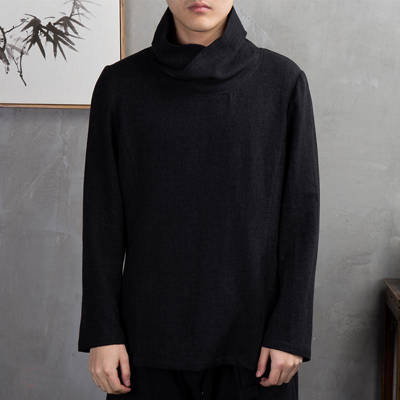 Pollogie™ High Neck Linen Blend Shirt