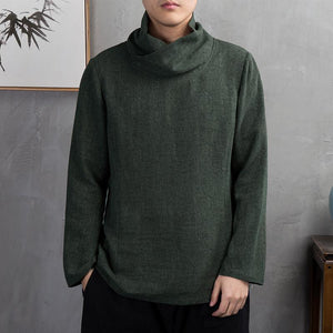 Pollogie™ High Neck Linen Blend Shirt