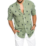 Flamingo Collarless Button-Up Shirt