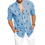 Flamingo Collarless Button-Up Shirt