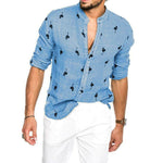 Flamingo Collarless Button-Up Shirt