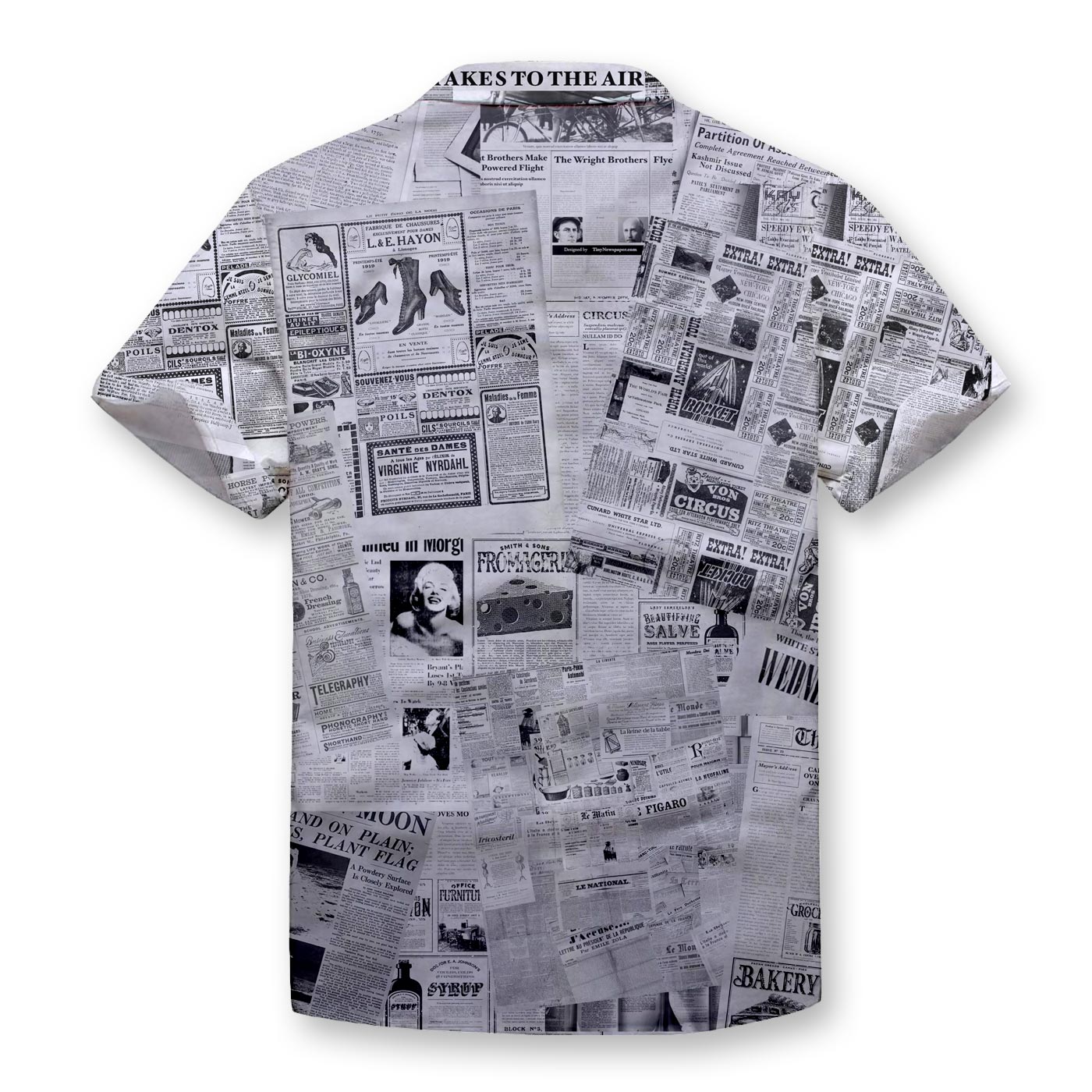 Pollogie™ Newspaper Pattern Button Shirt