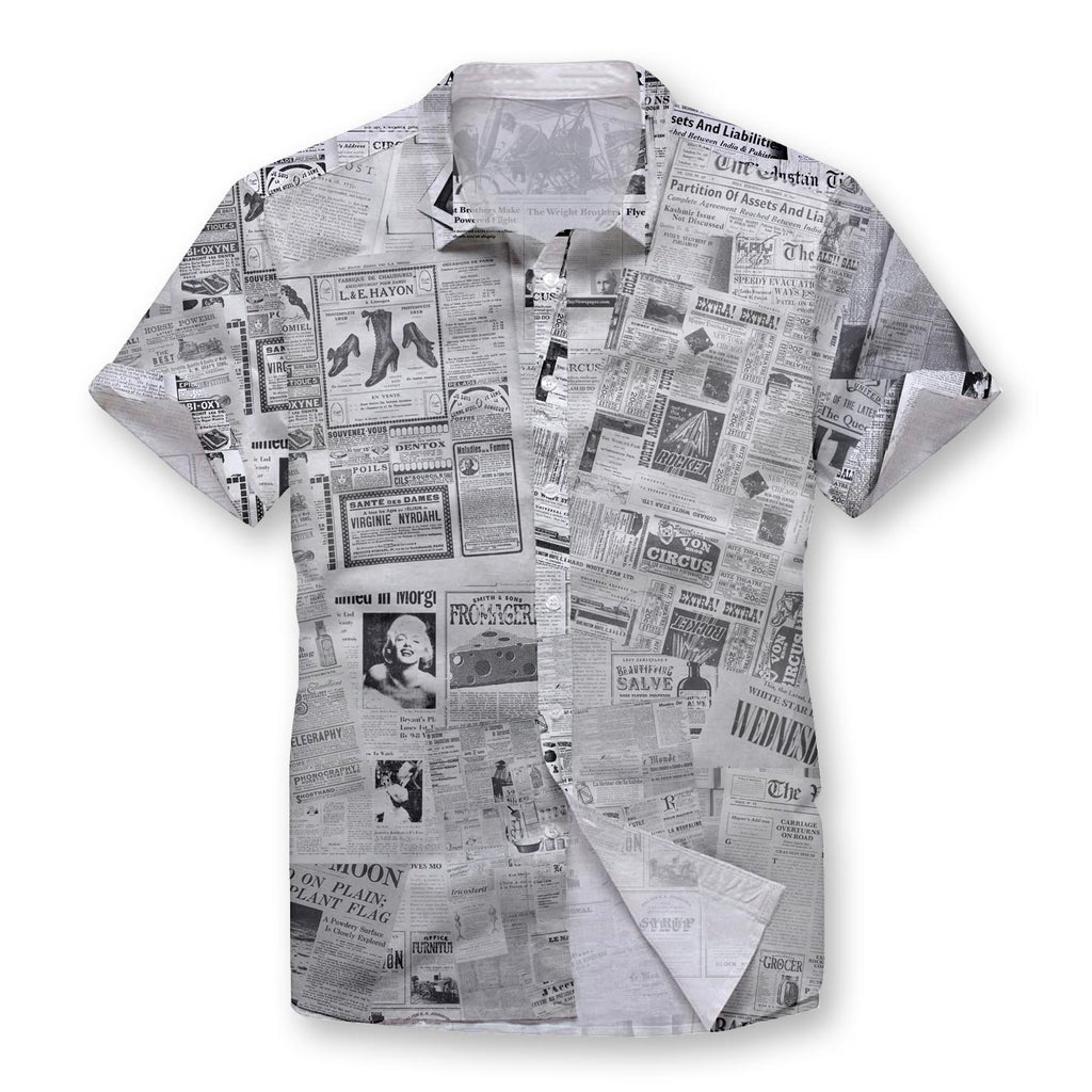 Pollogie™ Newspaper Pattern Button Shirt