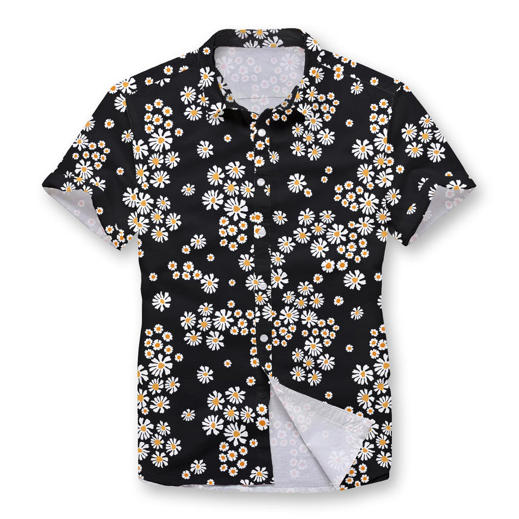 Pollogie™ Black Daisy Pattern Button Shirt
