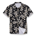Pollogie™ Black Daisy Pattern Button Shirt