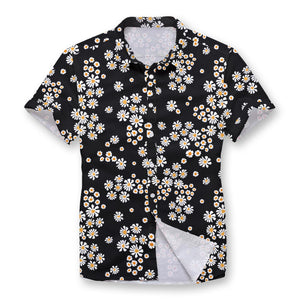 Pollogie™ Black Daisy Pattern Button Shirt