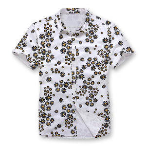 Pollogie™ White Daisy Pattern Button Shirt