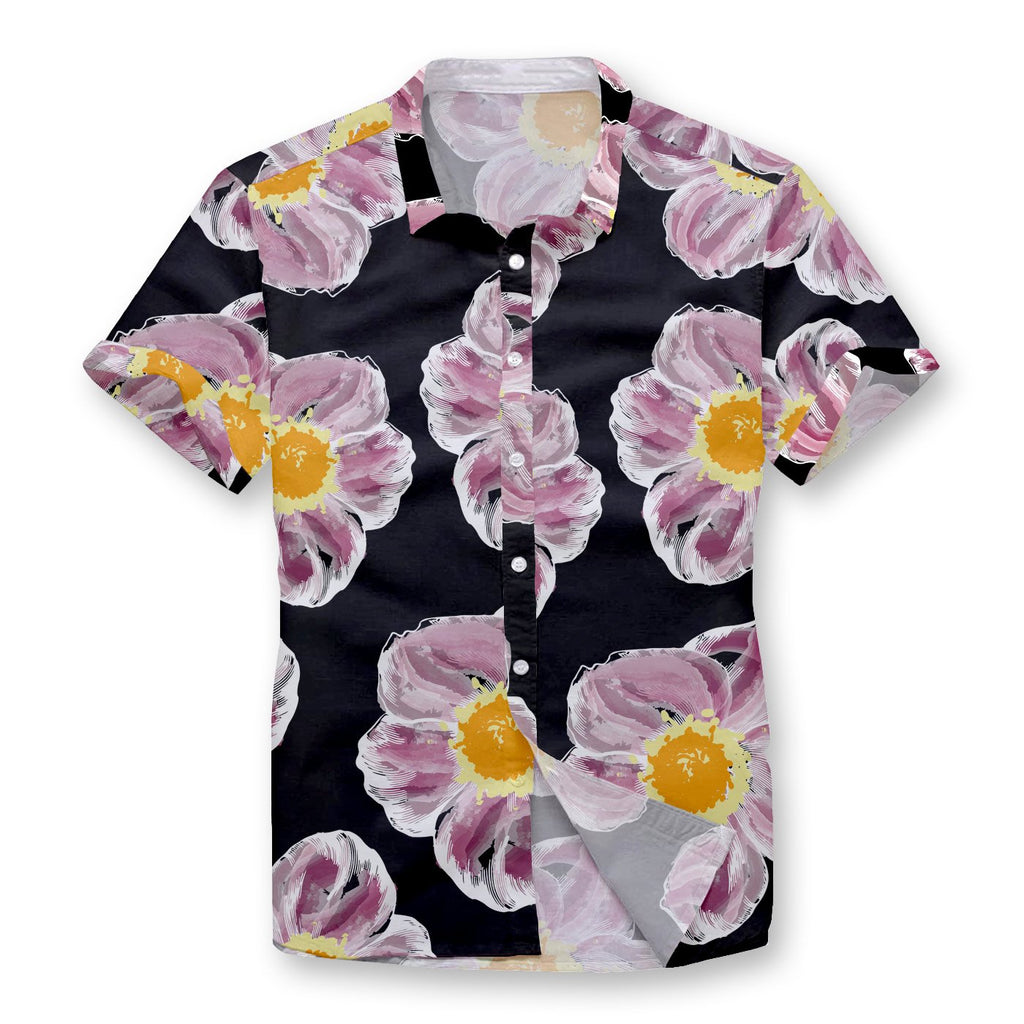 Pollogie™ Scribbled Daisy Pattern Button Shirt