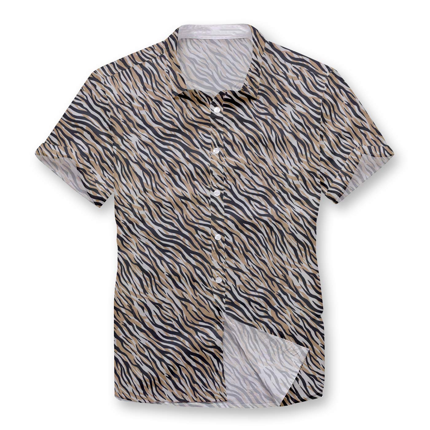 Pollogie™ Golden Tiger Pattern  Button Shirt