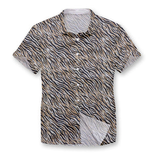 Pollogie™ Golden Tiger Pattern  Button Shirt