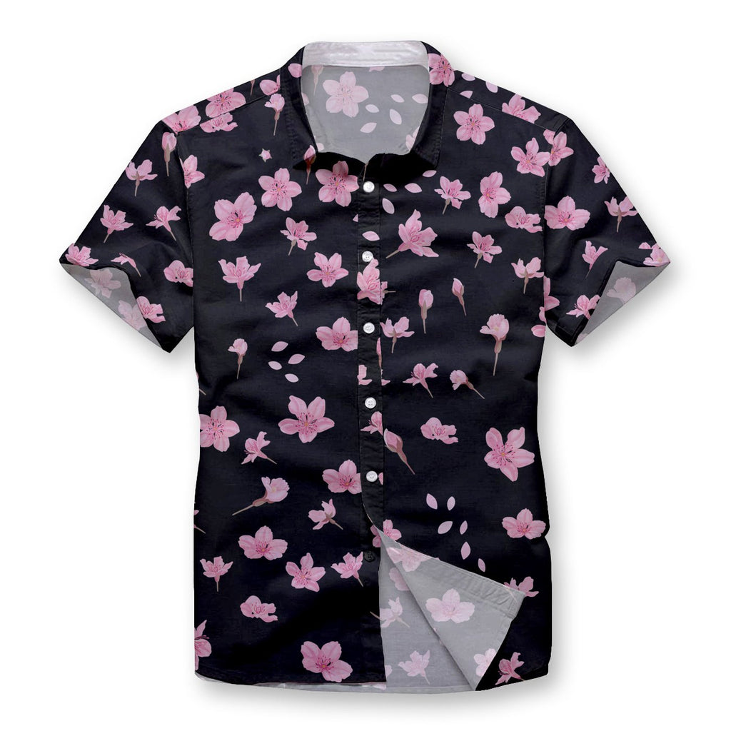 Pollogie™ Pink Pansy Floral Button Shirt