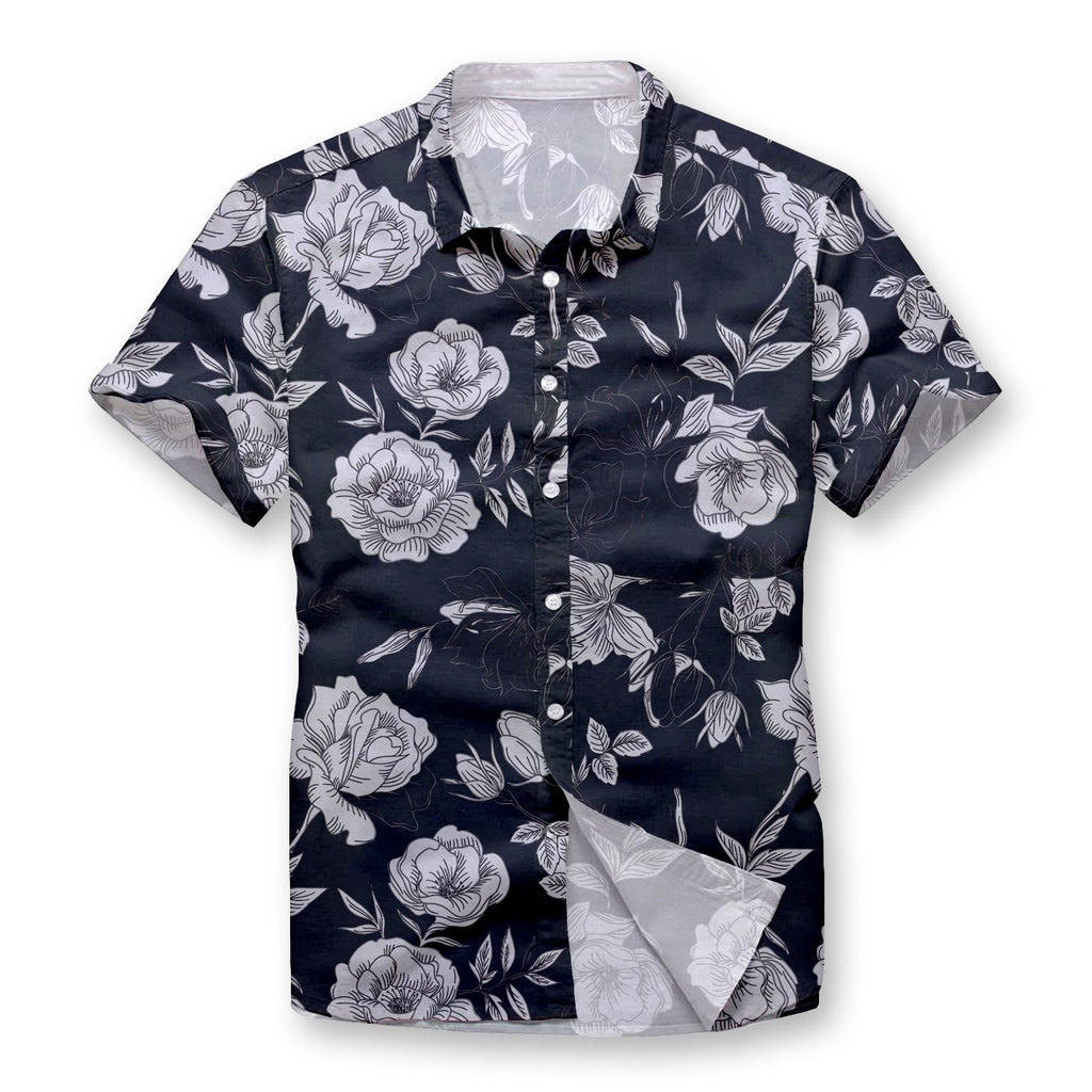 Pollogie™ Silver Flowers Button Shirt