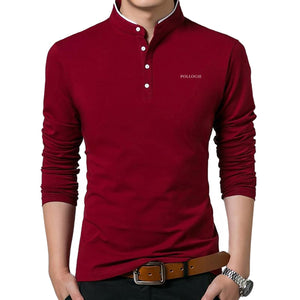 Pollogie™ Embroidered Logo Mandarin Collar Polo Shirt