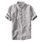 Pollogie™ Embroidered Logo Short Sleeve Mandarin Collar Shirt