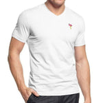 Pollogie™ Flamingo Embroidered V-Neck T-Shirt