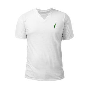 Pollogie™ Green Feather Embroidered V-Neck T-Shirt
