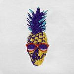 Pollogie™ Pineapple Skull Embroidered V-Neck T-Shirt
