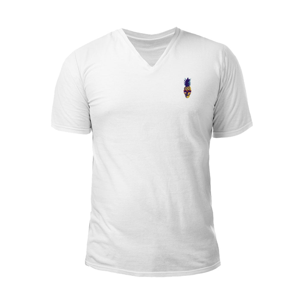 Pollogie™ Pineapple Skull Embroidered V-Neck T-Shirt