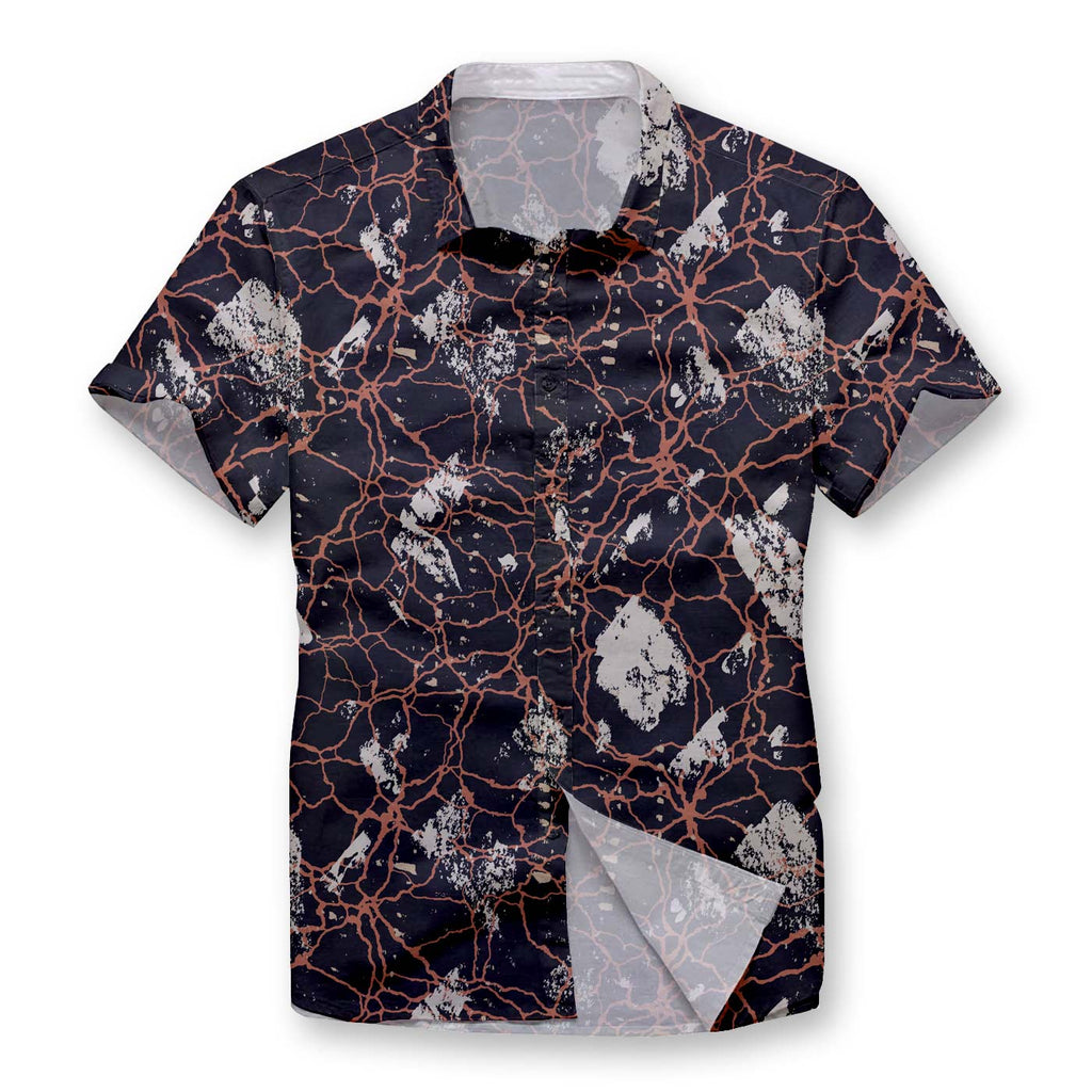 Pollogie™ Rust Geometry Button Shirt