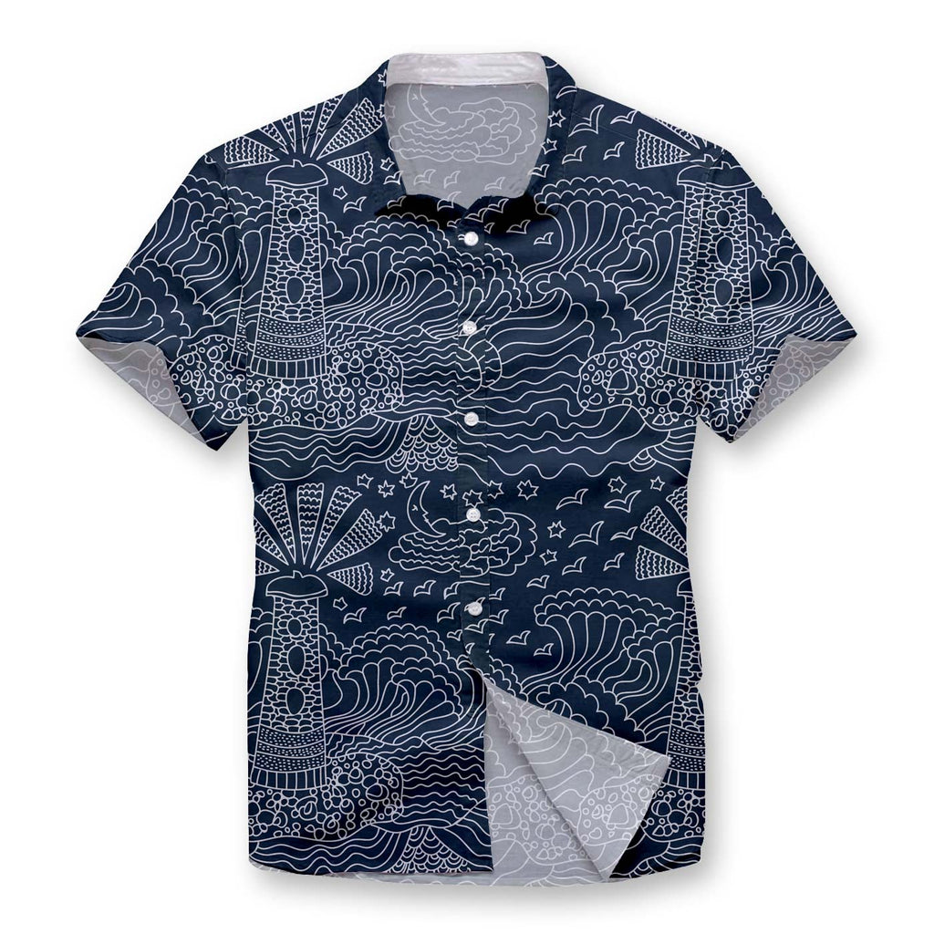 Pollogie™ Lighthouse Sketch Button Shirt
