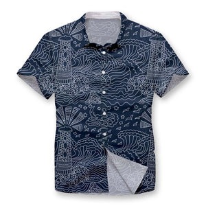 Pollogie™ Lighthouse Sketch Button Shirt