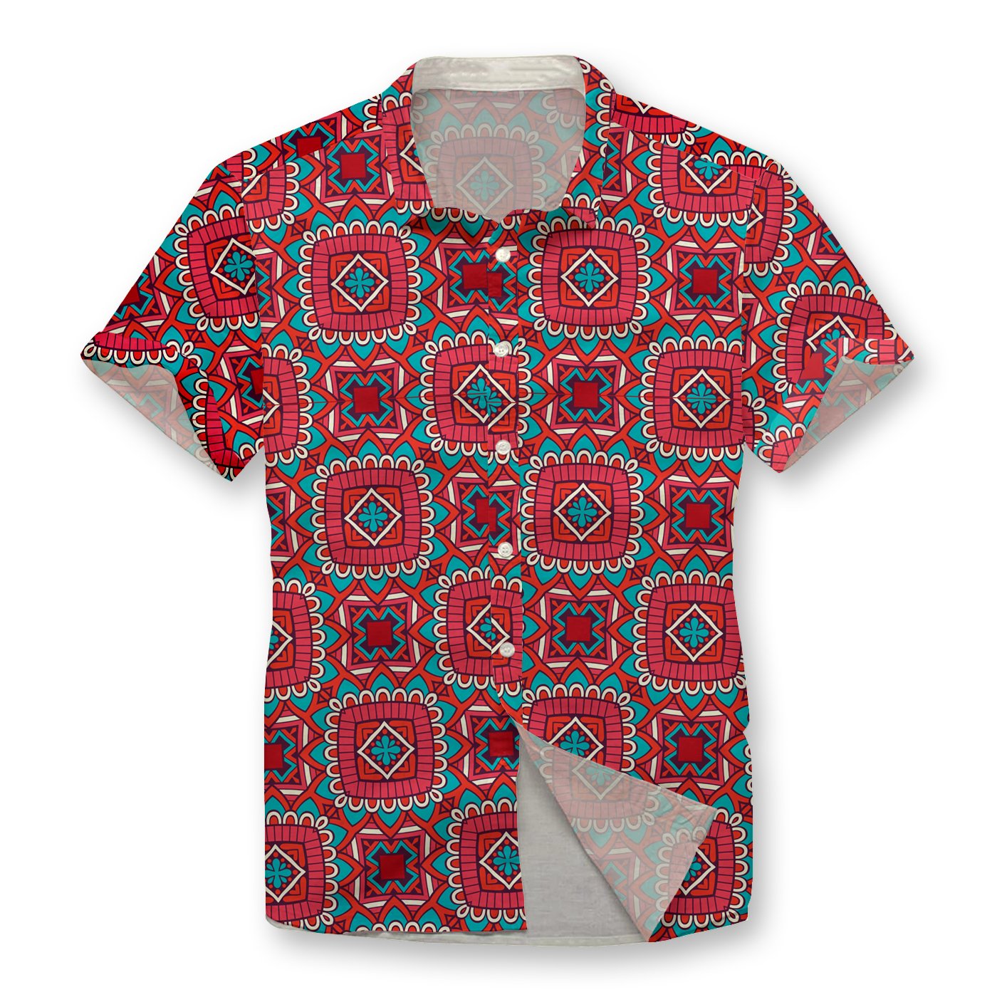 Pollogie™ Ethnic Red Button Shirt