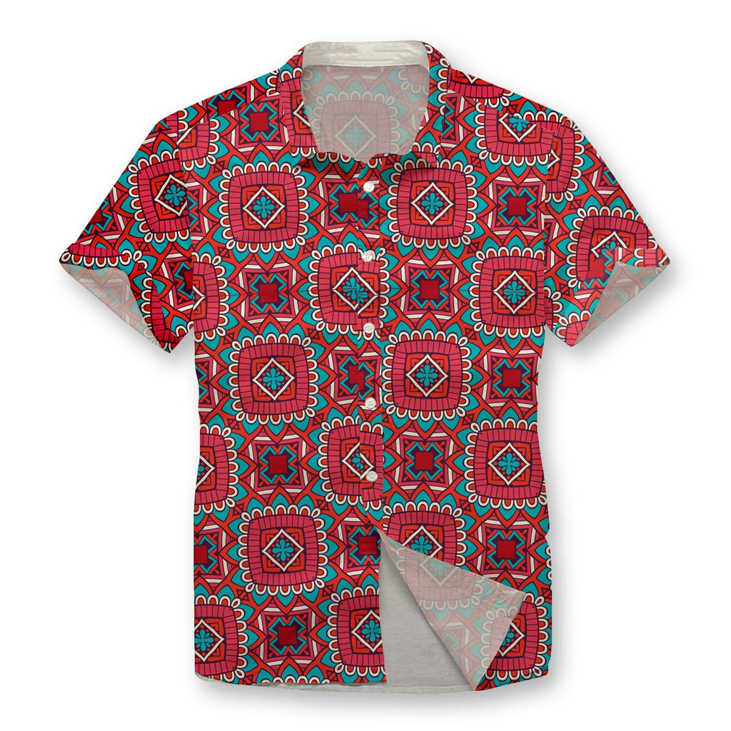 Pollogie™ Ethnic Red Button Shirt