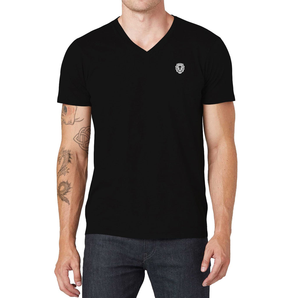 Pollogie™ Lion Symbol Embroidered V-Neck T-Shirt
