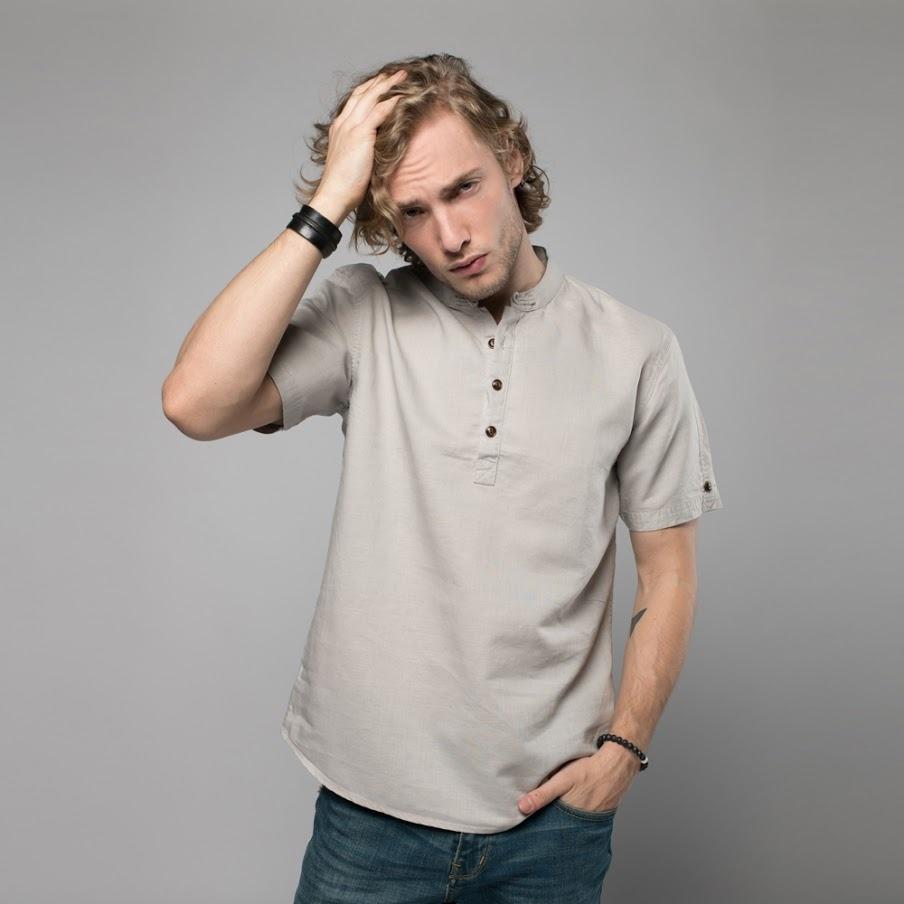 Pollogie™ Mandarin Collar Linen Blend Shirt