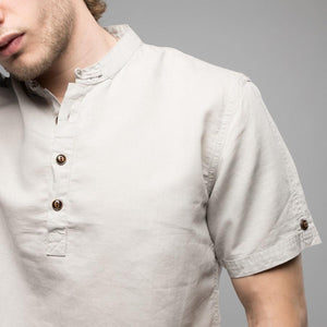 Pollogie™ Mandarin Collar Linen Blend Shirt